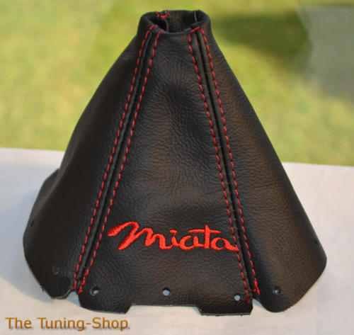 The Tuning-Shop Ltd For Mazda Mx-5 Mk1 NA 1989-1997 Shift Boot Black Leather Red Miata Edition Embroidery