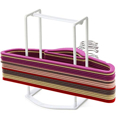 HAKDAY Hanger Stacker Organizer Stand, White Portable Hanger Holder Laundry Room Organization Hanger Rack Storage