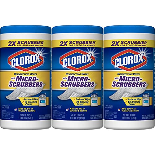 Book Cover Clorox Disinfecting Wipes With Micro-scrubbers, Crisp Lemon, 70 Ct, Pack Of 3 (package May Vary)