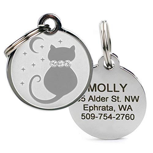 GoTags Designer Pet ID Tags in Stainless Steel for Dogs and Cats, Custom Engraved with 4 Lines of Personalized ID, Cute, Unique Pet Tags in Several Fun Designs