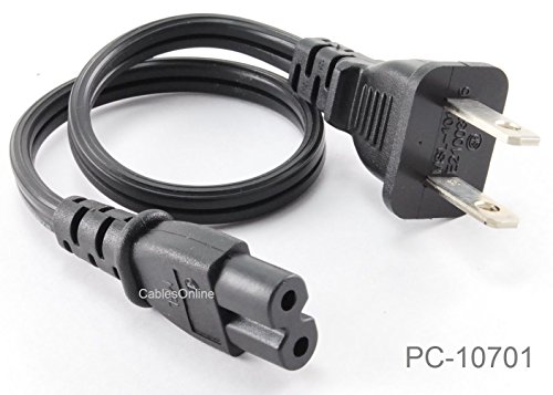 CablesOnline , 1ft 2-Prong Figure-8 Replacement Non-Polarized Computer Power Cord Cable, PC-10701