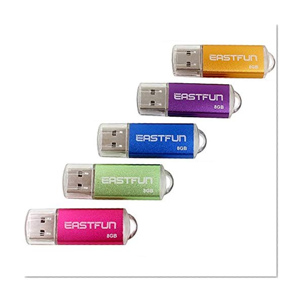 EASTFUN 5Pcs 8GB USB Flash Drive USB 2.0 Flash Memory Stick Thumb Stick Pen (Five Mixed Colors: Gold Rose Blue Purple Green)