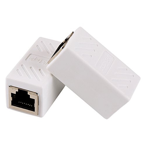 Jadaol RJ45 Coupler [UL Listed], Gold Plated Ethernet Cable Extender with PoE Support, 328ft Long Distance Extend, Female to Female Coupler for Cat8 Cat7 Cat6a Cat6 Cable (White, 2Pack)