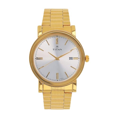 Titan Quartz Analog with Date Silver Dial Stainless Steel Strap Watch for Men-NS1712YM02/NT1712YM02