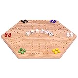 AmishToyBox.com Wooden Wahoo Marbles Game Board Set, Unpainted Holes, 16" Wide