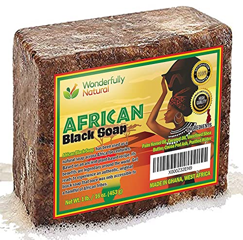 Book Cover #1 Organic African Black Soap | Acne Treatment & Dark Spot Remover | 60 day Satisfaction Guarantee | For Face & Body 1lb bar