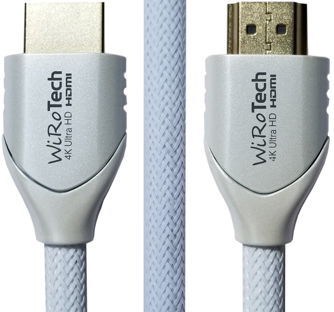 WiRoTech HDMI Cable 4K Ultra HD with Braided Cable, HDMI 2.0 18Gbps, Supports 4K 60Hz, Chroma 4 4 4, Dolby Vision, HDR10, ARC, HDCP2.2 (10 Feet, White) 10 Feet White