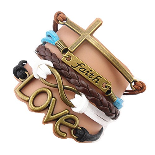 Handmade Adjustable Leather Bracelet, with Infinity Love Cute Unicorn Sister Cross Dream Dragon Horse Tortoise Angel Wings Owl Butterfly Anchor Brids Heart Best Friend Metal Charm Friendship Gift for Women Girl