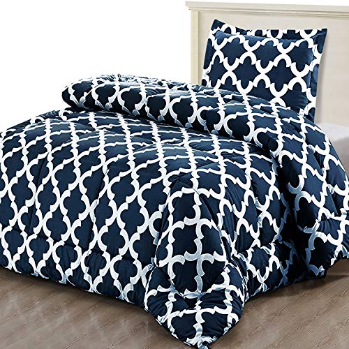 Book Cover Utopia Bedding Printed Comforter Set (Twin/Twin XL, Navy) with 1 Pillow Sham - Luxurious Brushed Microfiber - Down Alternative Comforter - Soft and Comfortable - Machine Washable