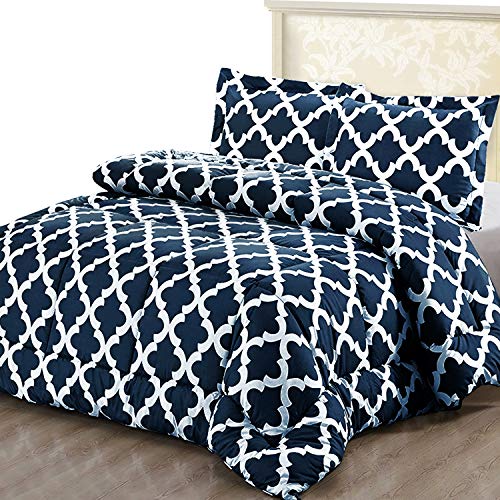 Book Cover Utopia Bedding Printed Comforter Set (Queen, Navy) with 2 Pillow Shams - Luxurious Brushed Microfiber - Down Alternative Comforter - Soft and Comfortable - Machine Washable