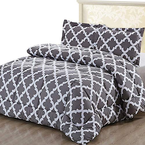 Book Cover Utopia Bedding Printed Comforter Set (Queen, Grey) with 2 Pillow Shams - Luxurious Brushed Microfiber - Down Alternative Comforter - Soft and Comfortable - Machine Washable