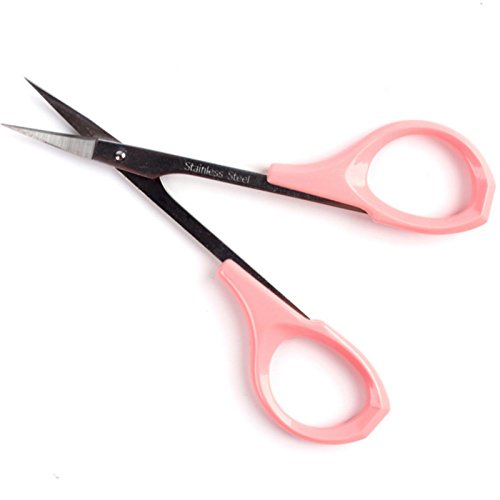 Book Cover EMILYSTORES 4 Inches Curved Craft Scissors For Eyebrow Eyelash Extensions Stainless Steel 1PC