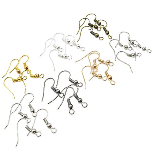 Book Cover TOAOB 700pcs Earring Hooks Ear Wires with Ball and Coil Hypo Allergenic 7 Colors 18mm Fish Earring Hooks