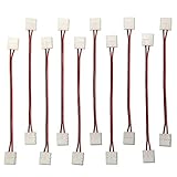 EvZ 10-Pack 2-Pin 10mm LED Strip Connector Jumper, Solderless LED Connector for 5050 Single Color Flexible Light Strips, 10mm Wide Strip to Strip Extension Wire (6-Inch / 14cm Length)