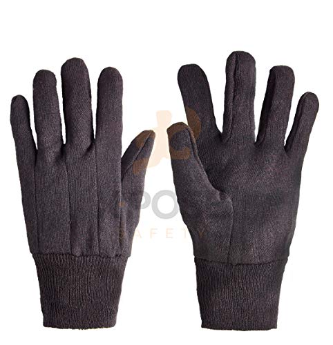 Xpose Safety Protective Work Gloves - 12 Pack For Industrial Labor, Home and Gardening Jersey Knit Cotton and Polyester Blend - 9oz Fleece - Men's Large - Brown
