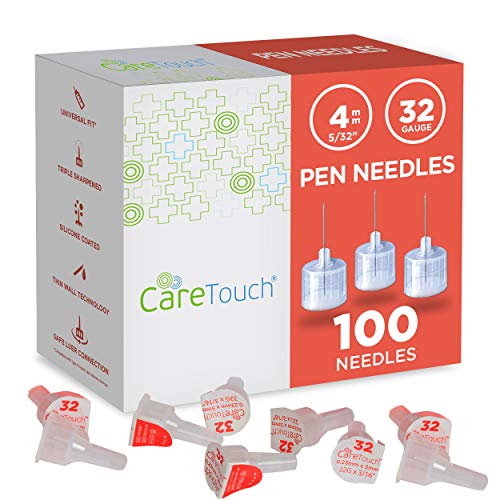 Care Touch CTPN32532 Insulin Pen Needles 32 Gauge, 5/32 inches, 4mm, Shape, (Pack of 100)