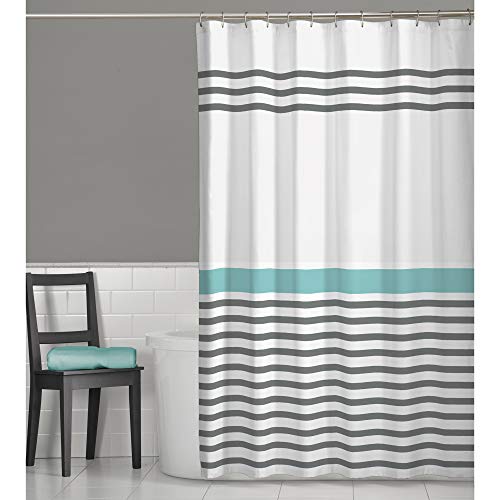 Book Cover MAYTEX Simple Striped Fabric Shower Curtain, 70 inches x 72 inches, Multi Grey