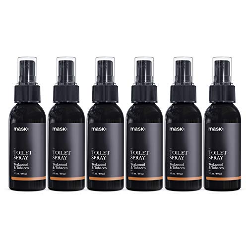 Mask Toilet Spray, Teakwood & Tobacco, 2-Ounce (6-Pack), Deodorizer Bathroom Spray