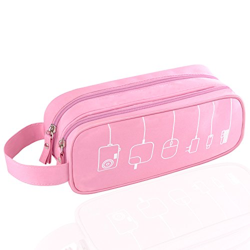 Universal Cable Cord Holder Organizer/Electronics Accessories Healthcare & Grooming Kit USB Drive Shuttle-an All in One Travel Organizer (Pink)