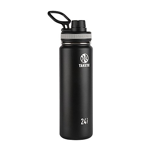 Book Cover Takeya Black Originals Vacuum-Insulated Stainless-Steel Water Bottle, 24oz