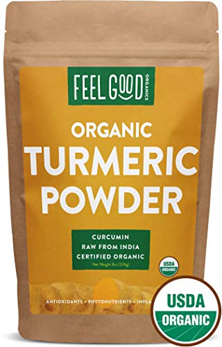 Book Cover Organic Turmeric Root Powder w/Curcumin | Lab Tested for Purity | 100% Raw from India | 8oz Bag by Feel Good Organics