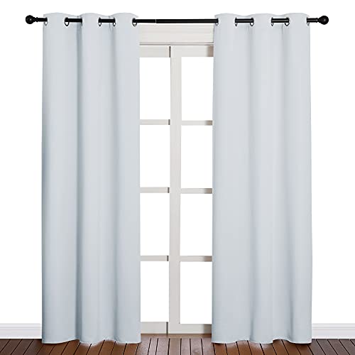 NICETOWN Easy Care Solid Thermal Insulated Grommet Room Darkening Curtains/Drapes for Bedroom (2 Panels, 42 by 84, Light Grey-Greyish White)