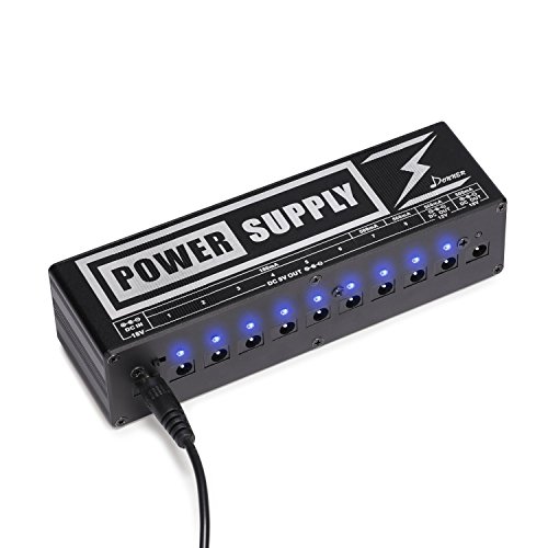 Donner DP-2 Guitar Pedal Power Supply High Current 10 Isolated DC Output for 9V/12V/18V Effect Pedals