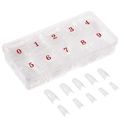 AORAEM Clear French Nails 500 PCS 10 Sizes Half Cover Press On Nails French Style Acrylic Short Nail Tips with Box for Nail Salon Home DIY