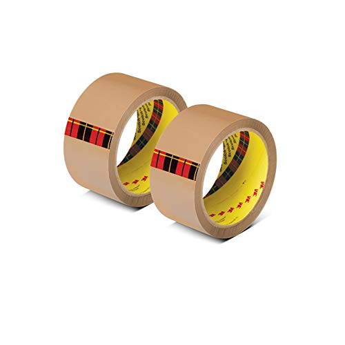 Scotch 3M BOPP Packaging Brown Tape (Tan) | 48mm x 50 Meter | Pack of 2 | for Packaging, Decorating and DIY (IS810101342T)