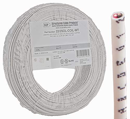 22 Gauge 500 Feet Solid Copper Security Cable White Security Alarm Wire UL Rated
