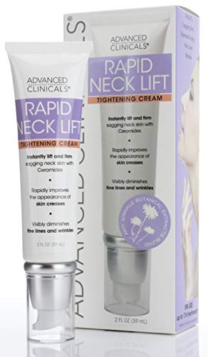 Advanced Clinicals Rapid Neck Lift Tightening Cream. Anti-Aging daily firming moisturizer for sagging skin, creases & fine lines, wrinkles. With Vitamin E, Aloe Vera, and Gotu Kola. 2oz. (2oz)
