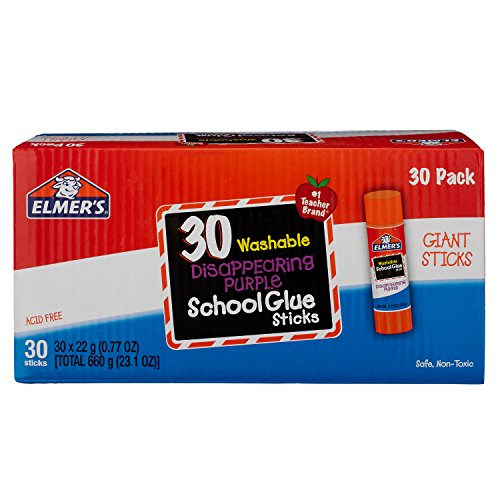 Elmer's  Disappearing Purple School Glue Sticks, Washable, 22 Gram, 30 Count (E605)