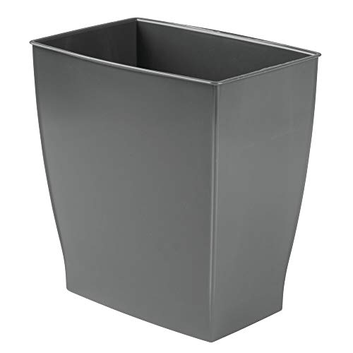 Book Cover mDesign Wastepaper Basket - Rectangular Dustbin - for Bathroom, Kitchen and Office - Plastic Rubbish Bin with an Ergonomic Design - Colour: Slate