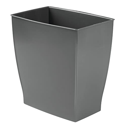 mDesign Wastepaper Basket - Rectangular Dustbin - for Bathroom, Kitchen and Office - Plastic Rubbish Bin with an Ergonomic Design - Colour: Slate