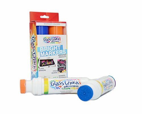 Glass Chalk the Original Patented Indoor/Outdoor Temporary Paint Marker for Auto Windows and Surfaces, Blue and Orange, 2 Piece