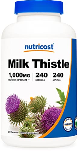 Nutricost Milk Thistle 250mg (1000mg Equivalent), 240 Vegetarian Capsules - 4:1 Extract - Non-GMO and Gluten Free