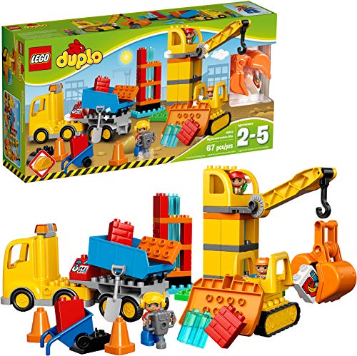 Book Cover LEGO DUPLO Big Construction Site 10813 Building Set with Toy Dump Truck, Toy Crane and Toy Bulldozer for a Complete Toddler Construction Toy Set (67 Pieces)