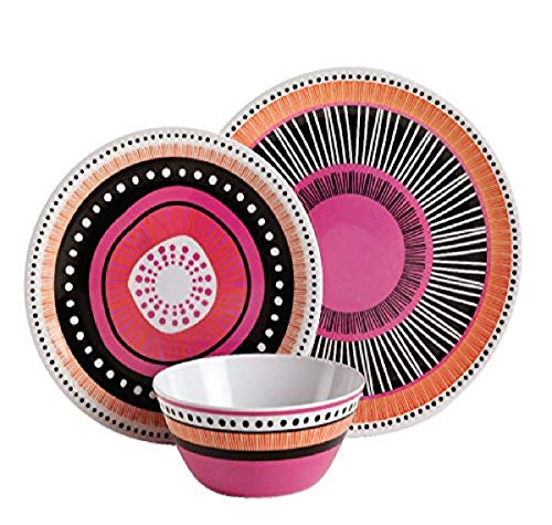 Gibson Home Almira 12 Piece Melamine Dinnerware (Set of 4), Assorted