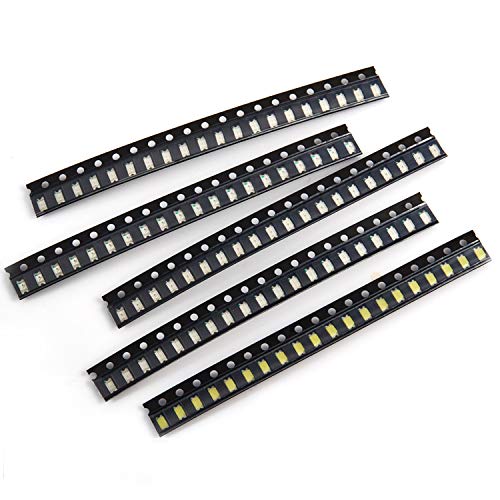 CHANZON (5 Colors x 20 pcs = 100 pcs 1206 SMD LED Diode Lights Assorted Kit (Mini Chip 3.2mm x 1.6mm for PCB DC 20mA) Super Bright Lighting Bulb Lamps Electronics Components Light Emitting Diodes