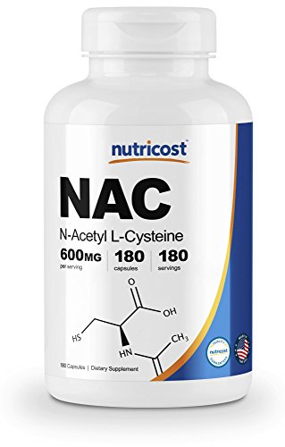 Nutricost N-Acetyl L-Cysteine (NAC) 600mg, 180 Capsules - Veggie Caps, Non-GMO, Gluten Free