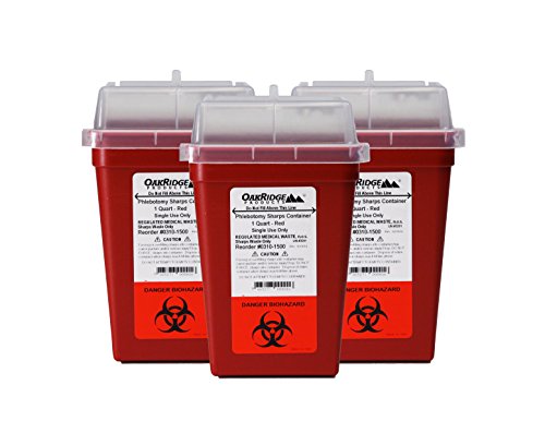 OakRidge Products 1 Quart Size (Pack of 3) Sharps Disposal Container