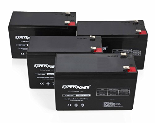ExpertPower 12v 9ah Sealed Lead Acid Battery with F2 Terminals (.250") / 4 Pack