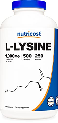 Nutricost L-Lysine 1000mg, 500 Capsules - Gluten Free, Non-GMO, 500mg Per Capsule