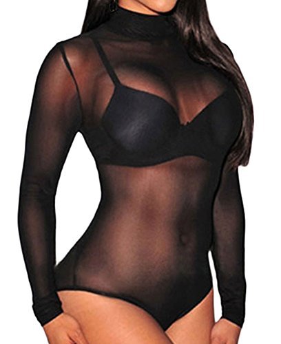 HUUSA Womens Sleeveless Floral Lace V Neck Sexy Bodysuit