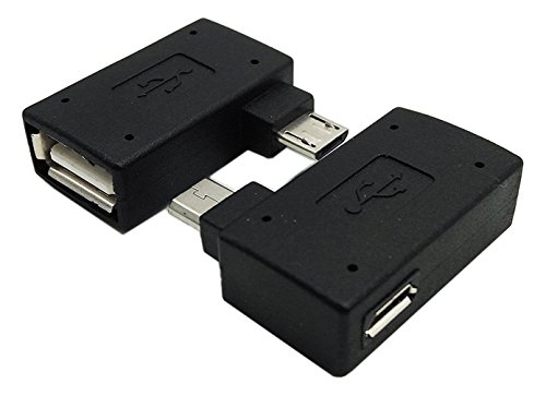 CERRXIAN Lemeng 90 Degree (Left+Right) Angled Micro USB 2.0 OTG Host Adapter with USB Power (2 Pack)