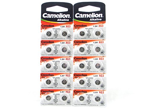 20 Camelion AG3 / LR41 / 192 / 392 pile bouton longue durée de vie (date d'expiration marqué)