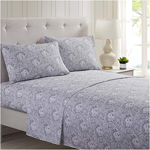 Mellanni King Size Sheet Set - Hotel Luxury 1800 Bedding Sheets & Pillowcases - Extra Soft Cooling Bed Sheets - Deep Pocket up to 16" - Wrinkle, Fade, Stain Resistant - 4 Piece (King, Paisley Gray)