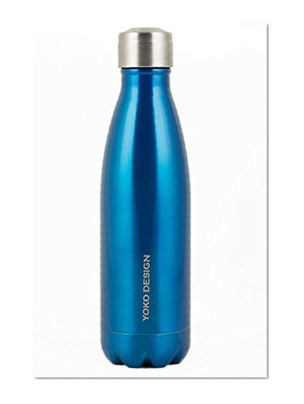 Yoko Design 1333 Bouteille Isotherme Double Paroi en Acier Inoxydable Bleu 25,5 x 6,5 x 6,5 cm