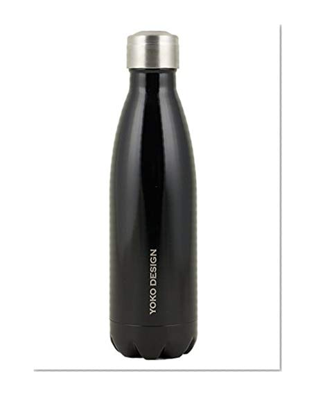 Yoko Design 1330 Bouteille Isotherme Double Paroi en Acier Inoxydable Noir 25,5 x 6,5 x 6,5 cm