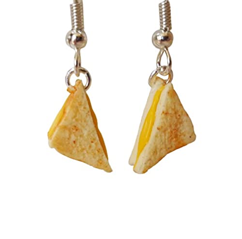 Artwonders Handmade Grilled Cheese Food Dangle Earrings, Mini Food Jewelry, Foodie Gifts for Women, White Elephant Gift Idea